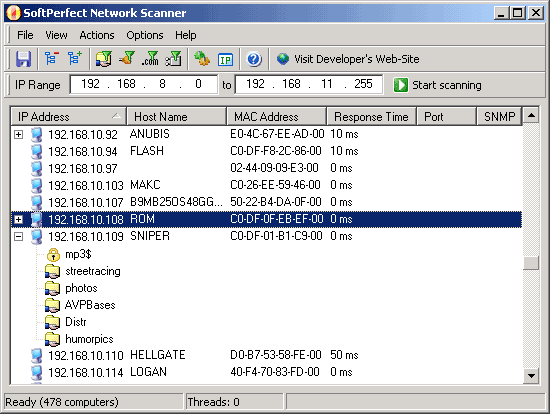 SoftPerfect Network Scanner Screenshot